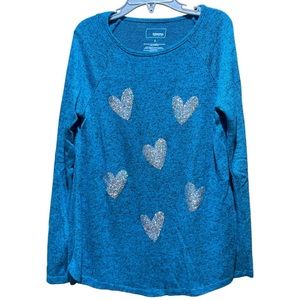 Sonoma Girls Glittery Heart Sweater Size 7 Long Sleeve Lightweight